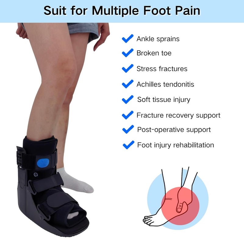 Mathgetin Air Walker Boot Medical Short Fracture Boot for Sprained Ankle and Achilles Tendonitis Inflatable Orthopedic Walking Boot for Broken Foot Fracture Recovery (Short, X-Large) - Image 2